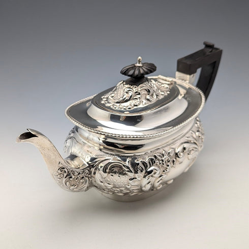 1906 British antique sterling silver teapot 458g John Rose